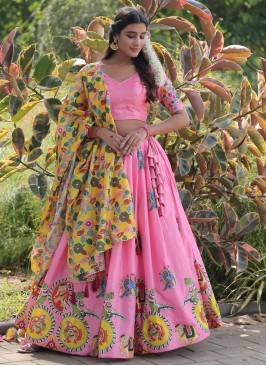 Cute Silk Mehndi Designer Lehenga Choli