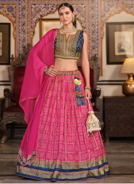 Dainty Pink Foil Print Readymade Lehenga Choli