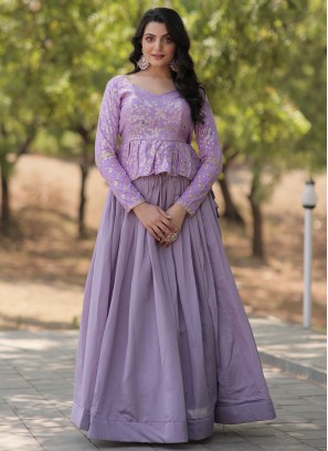 Dainty Plain Lavender Readymade Lehenga Choli