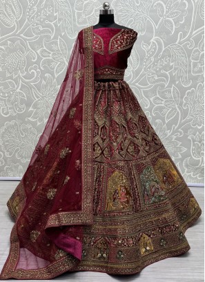 Dainty Velvet Dori Work Trendy Lehenga Choli