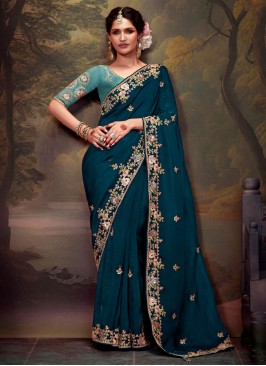 Dazzling Sequins Morpeach  Organza Classic Saree