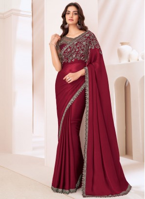 Delectable Chiffon Satin Festival Traditional Saree