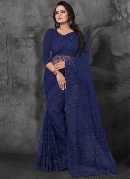 Delightful Blue Designer Saree