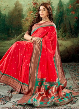 Delightful Silk Red Trendy Saree