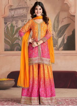 Delightsome Embroidered Chinon Multi Colour Designer Salwar Kameez