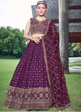 Delightsome Purple Jacquard Work pure-dola Readymade Lehenga Choli