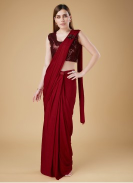 Delightsome Red Crush Designer Saree