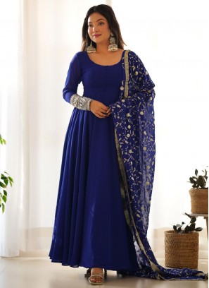 Deserving Blue Embroidered Salwar Kameez