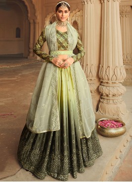 Embroidered Party Wear Silk Lime Green Lehenga Choli at Rs 1149 in