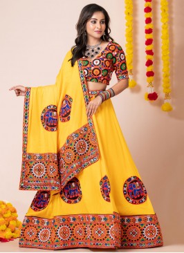 Designer Lehenga Choli Lace Rayon in Yellow