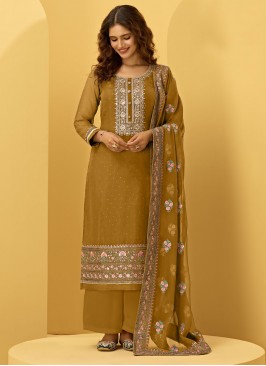 Designer Palazzo Suit Embroidered Faux Georgette i