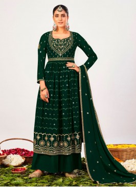 Designer Salwar Kameez Embroidered Georgette in Green