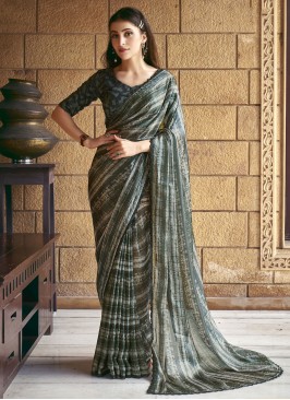 Designer Saree Border Satin Silk in Grey