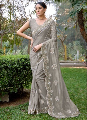 Designer Saree Thread Net in Silver