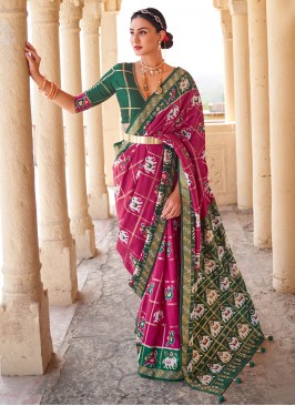 Designer Saree Weaving Patola Silk  in Magenta