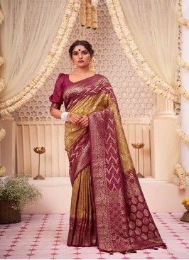 Designer Wedding Wear Raw Silk Saree In Beautiful 