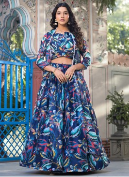 Desirable Blue Georgette Readymade Lehenga Choli