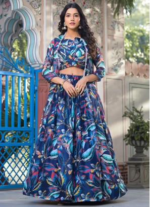 Desirable Blue Georgette Readymade Lehenga Choli