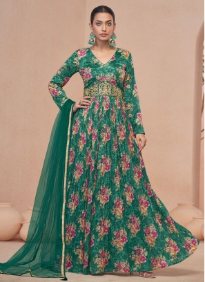 Desirable Green Festival Trendy Gown