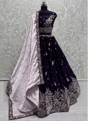 Desirable Purple Fancy Lehenga Choli