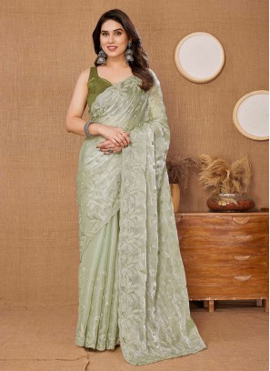 Desirable Silk Ceremonial Contemporary Saree