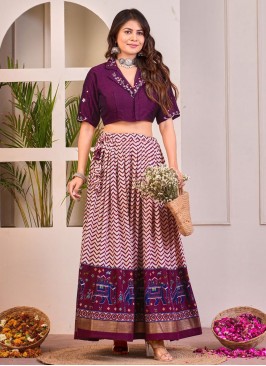 Dignified Patola Print Cotton Wine Trendy Lehenga Choli