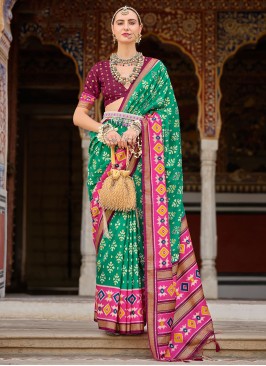 Dignified Silk Fancy Rama Traditional Saree