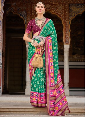 Dignified Silk Fancy Rama Traditional Saree