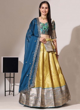 Dignified Weaving Yellow Lehenga Choli