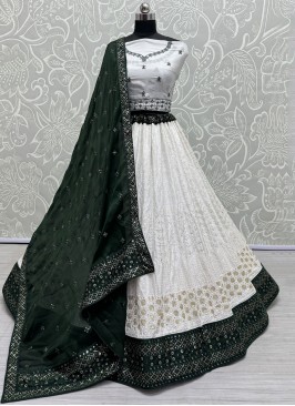 Dilettante Georgette Sequins White Trendy Lehenga Choli