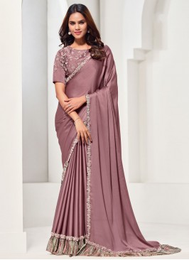 Dilettante Mauve  Satin Silk Traditional Saree