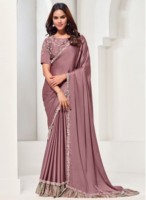 Dilettante Mauve  Satin Silk Traditional Saree