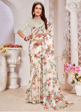 Dilettante Organza White Contemporary Saree