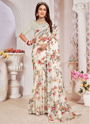 Dilettante Organza White Contemporary Saree