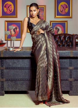 Distinctively Black Embroidered Classic Saree