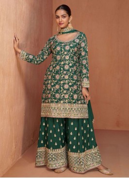 Distinctively Green Sangeet Palazzo Salwar Kameez