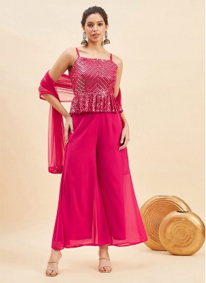 Distinctively Pink Georgette Readymade Salwar Kameez