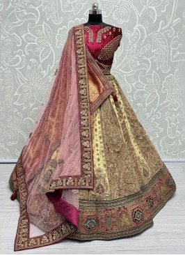 Distinctively Zari Gold and Yellow Silk Designer Lehenga Choli