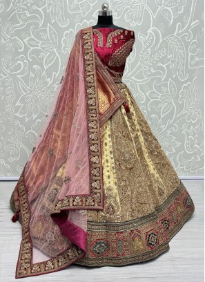 Distinctively Zari Gold and Yellow Silk Designer Lehenga Choli