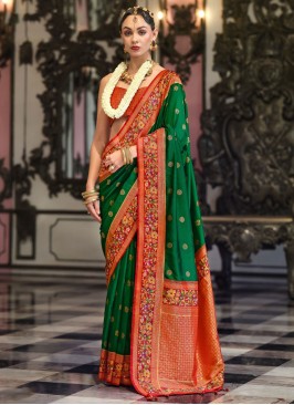 Elegant Jacquard Work Green Designer Saree