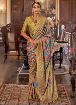 Elegant Printed Silk Green Classic Saree