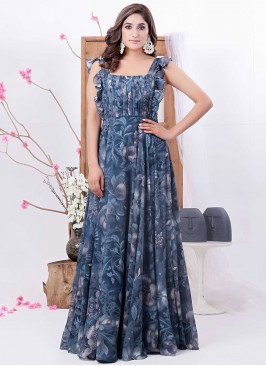 Elite Printed Georgette Readymade Gown