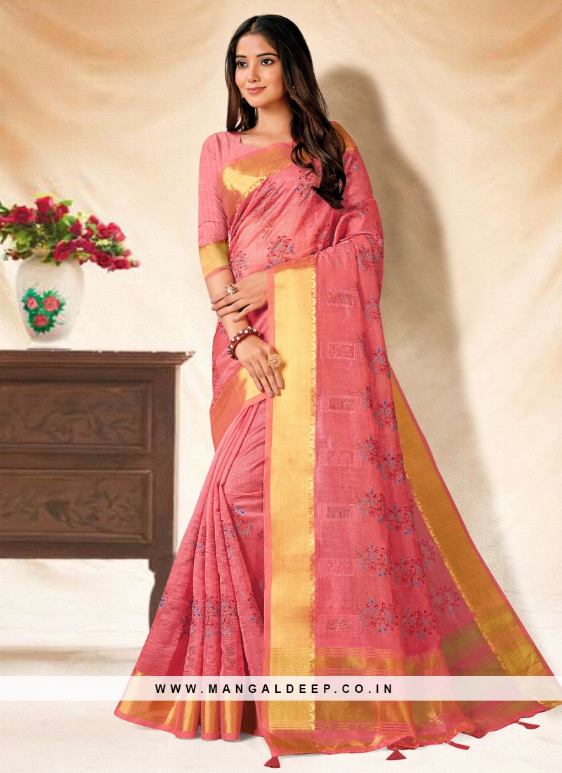 Beautiful Peach Color Designer Banarasi silk saree – casualsaree