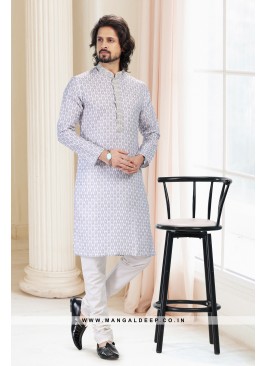 Emollient Grey DIgital Printed Cotton kurta Pyjama