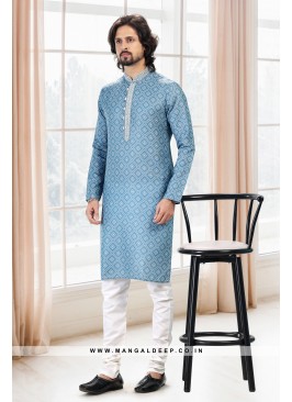 Emollient Blue DIgital Printed Cotton kurta Pyjama