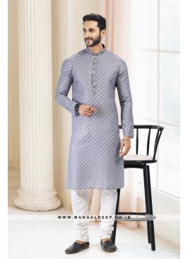 Emollient Grey DIgital Printed Cotton kurta Pyjama