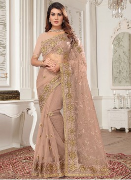 Energetic Cream Zari Traditional Saree