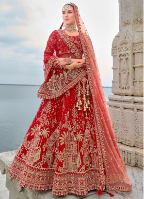 Energetic Red Designer Lehenga Choli