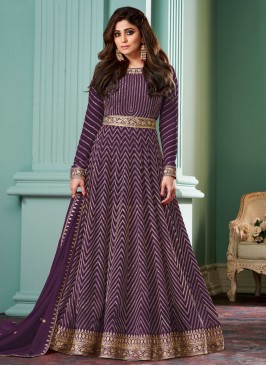 Energetic Sequins Purple Designer Gown