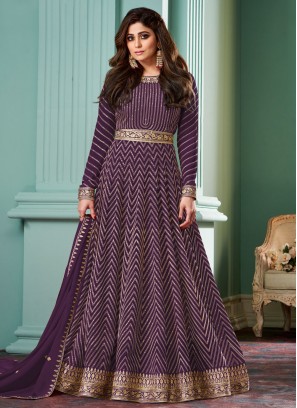 Energetic Sequins Purple Designer Gown